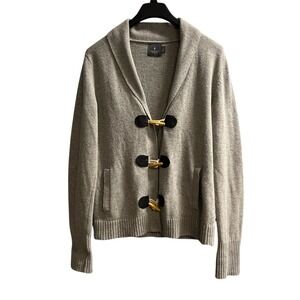 Hawkings McGill Sweater Men M Gray Lambswool Blend Cardigan Toggle Button Preppy